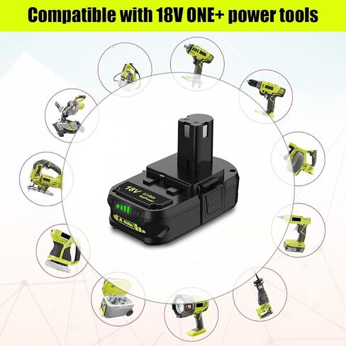 BatPower 4.0Ah 18V Battery Replacement Compatible with Ryobi 18 Volt Cordless Tools, High Performance Compact Battery Pack for 18V Drills, Impact Drivers and Fans (1 Pack) in Kuwait