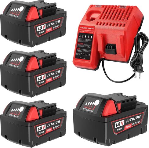 6 Pack 8.0Ah Extended Runtime Lithium-Ion Battery Replacement for Milwaukee 18V Battery 48-11-1862 48-11-1852 48-11-1880 48-11-1882 Compatible with Milwaukee 18 Volt Batteries Cordless Tools(Red） in Saudi Arabia