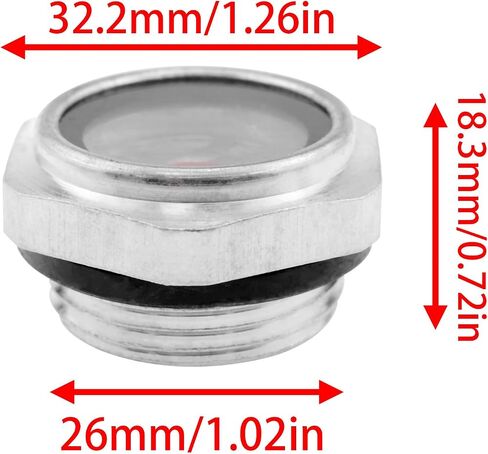 Lovelysp 2PCS G3/4" air compressor oil sight glass aluminum alloy hexagonal sight tool sight glass oil tank gauge male thread for pump air compressor parts in Kuwait