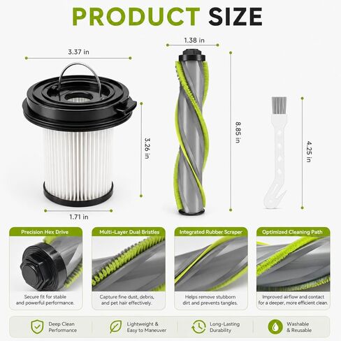 Replacement parts for Bissell Cleanview XR Pet 200W / XR 300W Powerlifter Turbo Cordless Stick Vacuum Cleaners, Accessory kits with 2 Brush Roll Bundle and 2 Filters in Kuwait