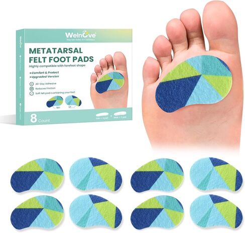 Welnove Ball-of-Foot Cushions for Women Men - 1/8" and 1/4" Thick - Felt Metatarsal Pads for Forefoot Support - Soft Foot Pads for Metatarsalgia, Morton’s Neuroma, Fit for High Heels,Shoes(4 Pairs) in Saudi Arabia
