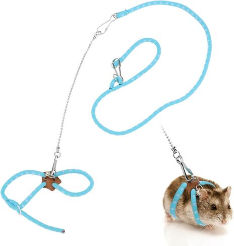 Hypeety 1PC Pet Rat Mouse Lead Leash Harness Adjustable Hamster Rat Mouse Adjustable Rope Safety Portable Design with an Extra Bell Random Color (Rope 55.12") in Saudi Arabia