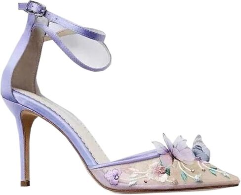 Women's Pointed Closed Toe High Stilettos Heels Mesh Embroidered Heel Sandals Pumps Party Dress Shoes in Kuwait