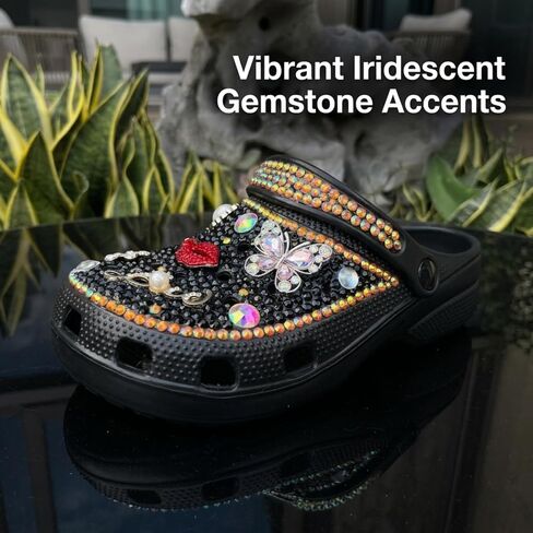 Women's Rhinestone Butterfly Platform Clogs, Sparkly Charm Decor, Thick Sole Breathable Slip-ons, Bling Beach Casual Sandals Plus Size in Kuwait