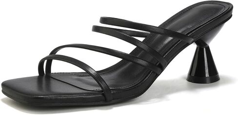 Women's Square Toe Twisted Strap Mules Open Toe Sculptural Kitten Heels Backless Slip On Sandals with Memory Foam in Kuwait