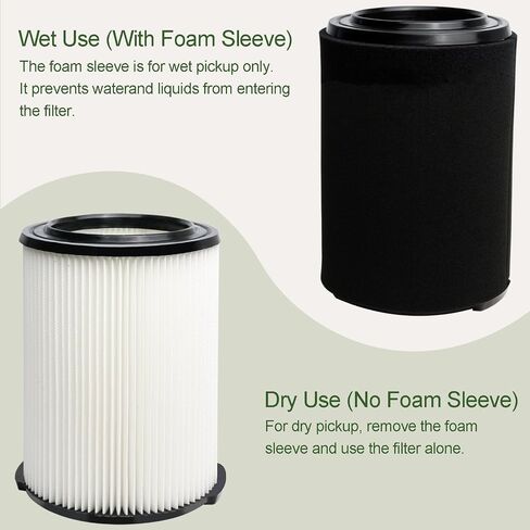 VF4000 Filter for Ridgid Shop Vac 2-Pack, Washable Ridgid Vacuum Filter with 2 Foam Sleeves, Replacement Shop Vac Filter for 5-20 Gal Ridgid & 6-9 Gal Husky Wet/Dry Vac in Kuwait