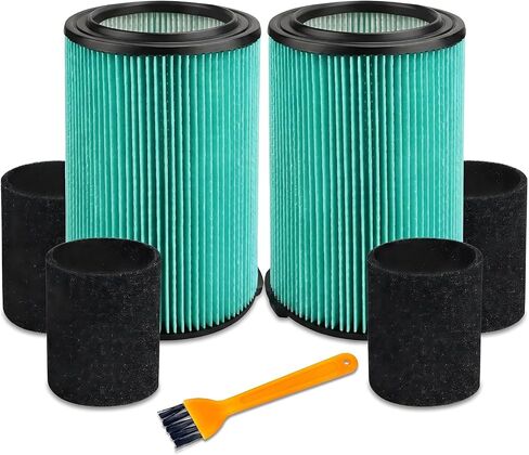 2pcs VF6000 Filter Kit for Ridgid Shop Vac WD5500 WD7000 WD0671 5-20 Gallon | 2 5-Layer Filters, 4 Foam Sleeves, 1 Cleaning Brush; Fits Models WD6425 WD1280 1400RV RV2600B WD1851 WD1680 WD1956 RV2400A. in Kuwait