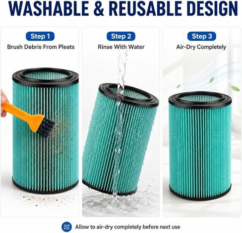 2pcs VF6000 Filter Kit for Ridgid Shop Vac WD5500 WD7000 WD0671 5-20 Gallon | 2 5-Layer Filters, 4 Foam Sleeves, 1 Cleaning Brush; Fits Models WD6425 WD1280 1400RV RV2600B WD1851 WD1680 WD1956 RV2400A. in Kuwait