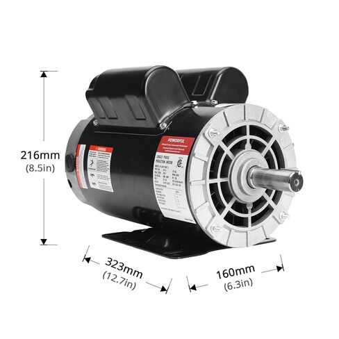 5 HP Electric Motor, 230V Single Phase, 3450 RPM, 56 Frame, 7/8" Keyed Shaft, 20 Amp, Alloy Steel, CW/CCW Rotation in Kuwait