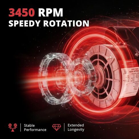 5 HP Electric Motor, 230V Single Phase, 3450 RPM, 56 Frame, 7/8" Keyed Shaft, 20 Amp, Alloy Steel, CW/CCW Rotation in Kuwait