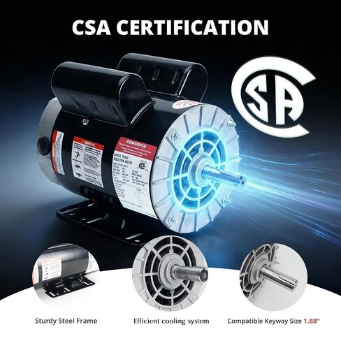 5 HP Electric Motor, 230V Single Phase, 3450 RPM, 56 Frame, 7/8" Keyed Shaft, 20 Amp, Alloy Steel, CW/CCW Rotation in Kuwait