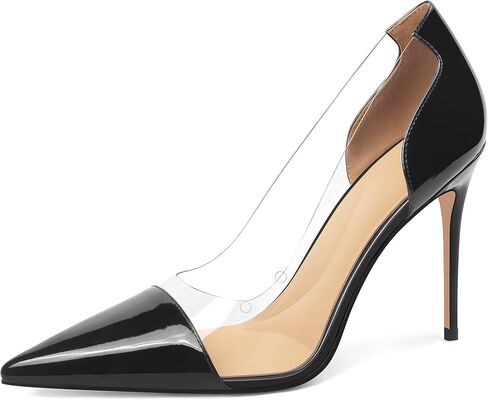 XINIUNIU Clear Heels for Women Transparent Pointed Toe Stiletto Pumps Slip On Closed Toe 4 Inch Bridal Evening Wedding Party Sexy Dress Shoes in Kuwait