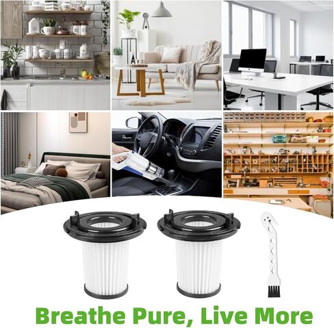 2 Pack Washable HEPA Replacement Filters Compatible with WHALL EV-691 Cordless Vacuum Cleaner Reusable Dust Filter Screen Easy to Install Comes With 1 Pcs of Cleaning Brush in Kuwait