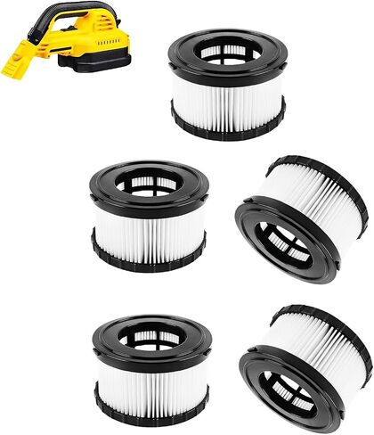5-Pack DC5151H HEPA Filters for DEWALT DC515 DCV517 Wet Dry Vacuums | Replaces DC5151H; fits select DEWALT DC515, DCV517 and DCV517B wet/dry vacuums for routine filter replacement. in Kuwait