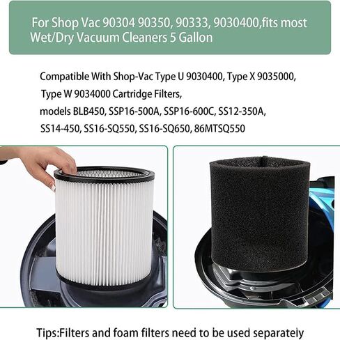 Replacement Filter for Shop Vac 90304, 90350, 90333, 90585, Compatible with Most Wet/Dry Vacuum Cleaners 5 Gallon and Above in Kuwait