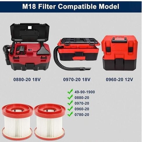 49-90-1900 Wet Dry Vacuum HEPA Filter Replacement Fits Milwaukee Cordless Vacuum 0780-20 0880-20 0960-21 0960-20 in Kuwait