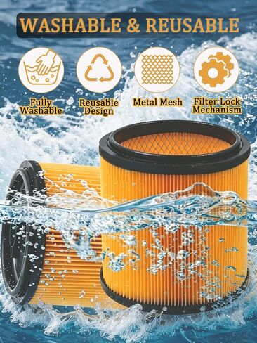 2 Pack VCFS Replacement Filters for Vacmaster 5-20 Gallon Wet/Dry Vacuum | Wide Compatibility, HEPA Material, 99% High-Efficiency Filtration, Washable & Reusable, Protect Motor, Tool-free Installation in Kuwait