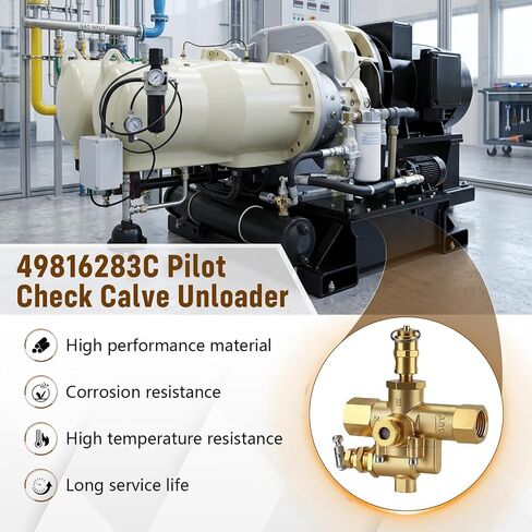 49816283C Pilot Check Calve Unloader for Ingersoll Rand T30 Gas Powered Air Compressors,145-175 PSI, 5/8" Inverted Flare Inlet X 1/2" Female NPT Outlet, 1/8" Female NPT Throttle Control Valve Port in Kuwait