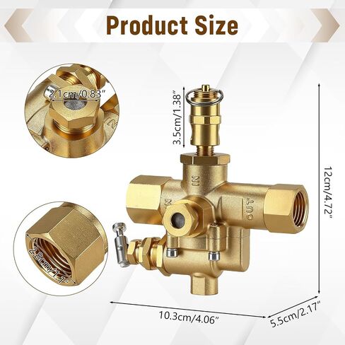 49816283C Pilot Check Calve Unloader for Ingersoll Rand T30 Gas Powered Air Compressors,145-175 PSI, 5/8" Inverted Flare Inlet X 1/2" Female NPT Outlet, 1/8" Female NPT Throttle Control Valve Port in Kuwait