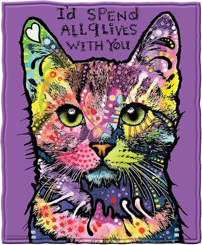 Dawhud Direct 50x60-Inch Fleece Blanket - Dean Russo Mysterio Gaze Cat Blanket for Adults and Kids - Soft and Cozy for Bed, Couch, or Travel - Thoughtful Cat Lover Gifts for Women in Saudi Arabia