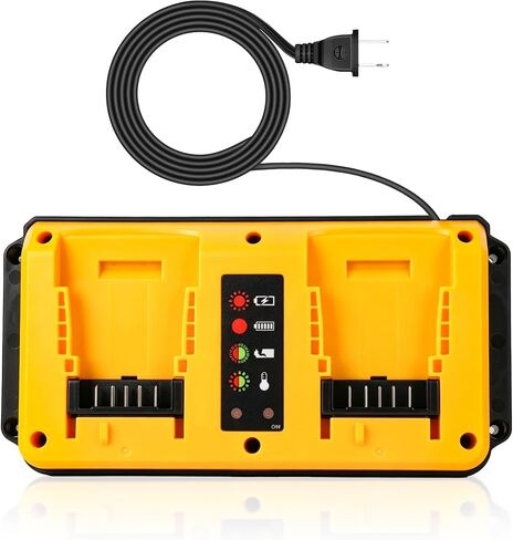 Battery Charger Replacement for Dewalt 20V/60V Max Battery DCB102 DCB206 DCB205 DCB204 DCB200 DCB612 DCB609,Dual Battery Charger Compatible with Dewalt 20V, Yellow in Kuwait