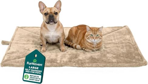 Furhaven ThermaNAP Self-Warming Cat Bed for Indoor Cats & Small Dogs, Washable & Reflects Body Heat - Quilted Faux Fur Reflective Bed Mat - Gray, Small in Kuwait