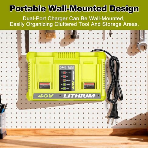 Rapid Charger Station 2 Port Compatible with Ryobi 40V Battery, Multi-Voltage Fast Super Charger Station Replacement for Ryobi 40V Chargers [ Battery Not Included ] in Kuwait