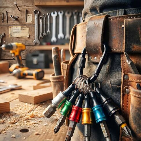 Bates- Keychain Bit Holder, 6 pcs, 1/4" Hex Shank, Screwdriver Bit Holder | Extension Bar Keychain Drill Screw Adapter, Aluminum Alloy, Quick-Change, Tools & Home Improvement Gift in Kuwait