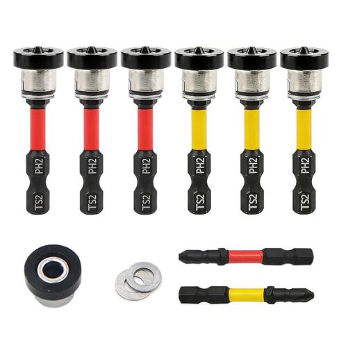 Magnetic Drywall Screw Setter Bits 6 Pack Adjustable Depth S2 Steel | 1/4 Inch Hex Shank with Anti-Wobble Magnetic Collar, Alloy Steel Bits for Drywall Sheetrock Wood Renovation Drills in Kuwait