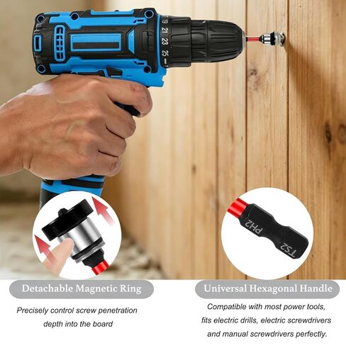 Magnetic Drywall Screw Setter Bits 6 Pack Adjustable Depth S2 Steel | 1/4 Inch Hex Shank with Anti-Wobble Magnetic Collar, Alloy Steel Bits for Drywall Sheetrock Wood Renovation Drills in Kuwait