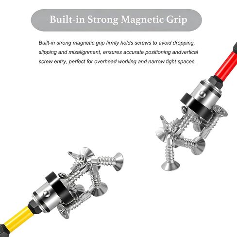 Magnetic Drywall Screw Setter Bits 6 Pack Adjustable Depth S2 Steel | 1/4 Inch Hex Shank with Anti-Wobble Magnetic Collar, Alloy Steel Bits for Drywall Sheetrock Wood Renovation Drills in Kuwait