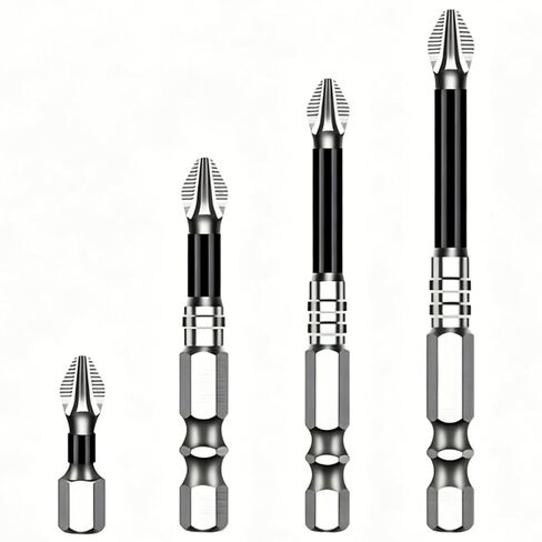 4Pcs Bits Impact,Magnetic Anti Slip Impact Screwdriver Bits Set,PH2 Premium S2 Alloy Steel 1/4" Super-Hard Hex Shank for Impact Drivers,Professional & DIY Use,0.98in,1.97in,2.56in,2.76in in Kuwait