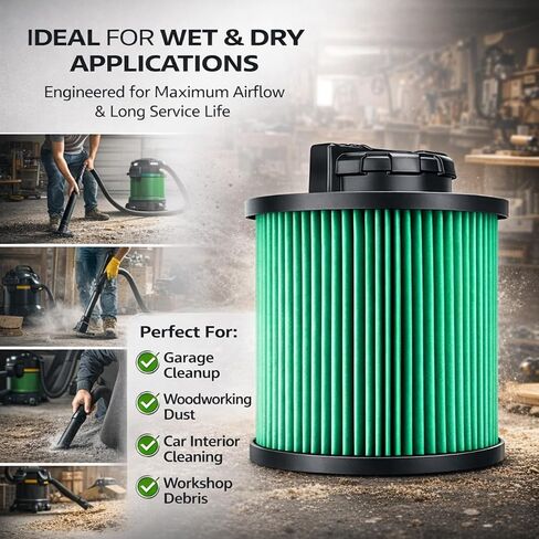 Nispira DXVC4003 Replacement Filter, Compatible with DEWALT 4 Gallon Wet/Dry Vacuums DXV04T DXV05P DXV05S DXV08S DXV06G, Washable & Reusable, 1 Pack in Kuwait