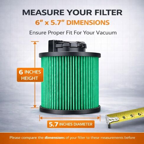 Nispira DXVC4003 Replacement Filter, Compatible with DEWALT 4 Gallon Wet/Dry Vacuums DXV04T DXV05P DXV05S DXV08S DXV06G, Washable & Reusable, 1 Pack in Kuwait