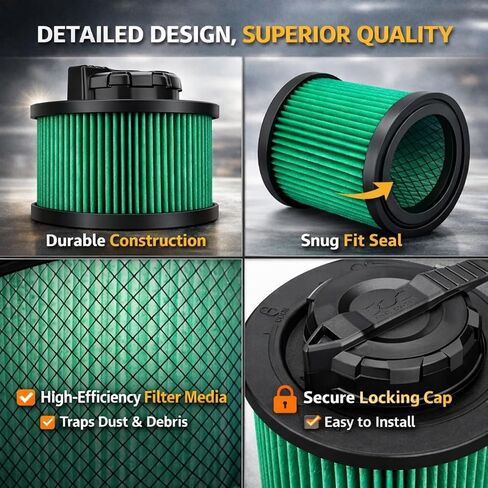 Nispira DXVC4003 Replacement Filter, Compatible with DEWALT 4 Gallon Wet/Dry Vacuums DXV04T DXV05P DXV05S DXV08S DXV06G, Washable & Reusable, 1 Pack in Kuwait