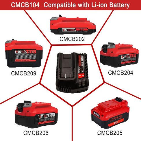 CMCB104 Charger Compatible with Craftsman 20V Lithium Battery CMCB101 CMCB201 CMCB202 CMCB204 CMCB205 CMCB209 V20 Series Batteries, Replacement for 20v Battery Charger CMCB100 CMCB102 CMCB124 in Kuwait