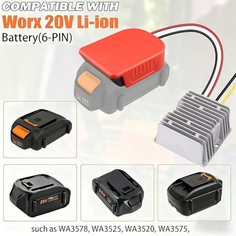 DC 18V to 12V Step Down Converter for Worx 20V 6PIN Battery 15A 180W for Worx Adapter for Power Wheel Converter with Upgraded Low Voltage Protection for Golf Rc Car Truck Light in Kuwait