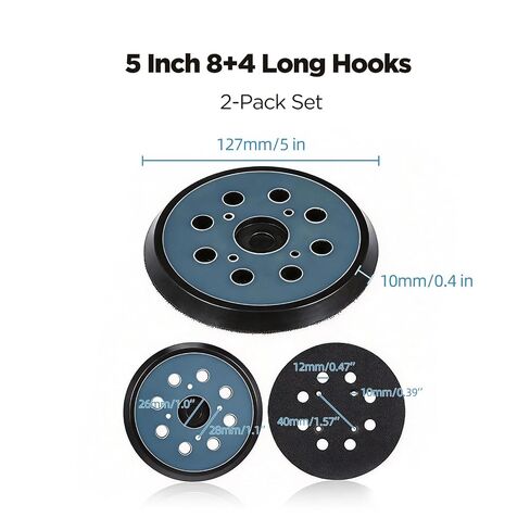 2-Pack 5 Inch Orbital Sander Replacement Pads, 8-Hole Hook & Loop Design with 4 Screw Holes, Compatible with Random Orbital Sanders(LPSP-01) in Saudi Arabia