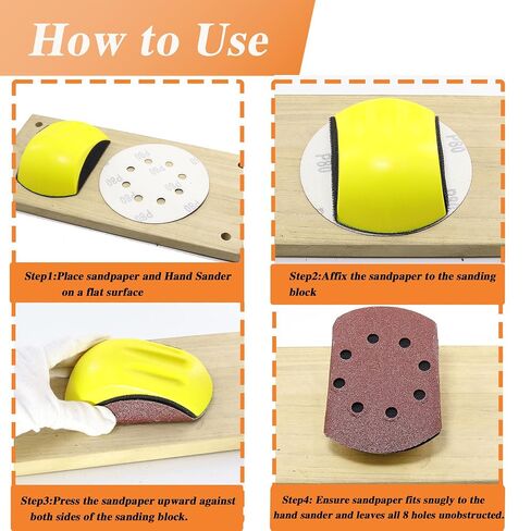45pcs Sandpaper 8 Hole 5 inch Sanding Discs Hook and Loop 40/60/80/120/150/240/320/400/600 Grits with 2pcs Hand Sander for Automotive Metal Polishing in Kuwait