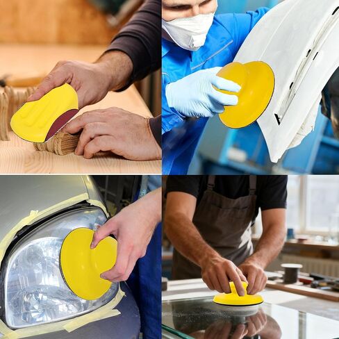 45pcs Sandpaper 8 Hole 5 inch Sanding Discs Hook and Loop 40/60/80/120/150/240/320/400/600 Grits with 2pcs Hand Sander for Automotive Metal Polishing in Kuwait