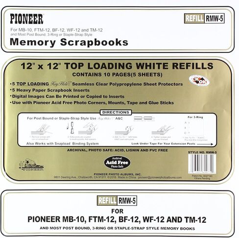 Pioneer Photo Albums RMW5 12" X 12" White EZ Load Memory Book Page Refills 5 Count in Saudi Arabia