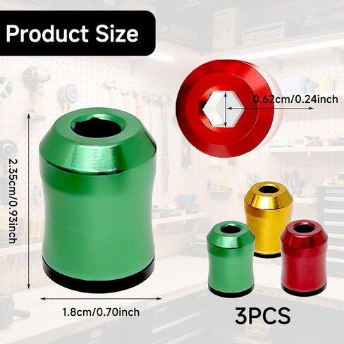 Magnetic Screwdriver Bit Ring 3-Pack, 1/4" Hex Universal Magnetizer Ring for Electric Drills & Hand Tools, Removable Screw Holder Catcher Metal Magnetizing Sleeve in Kuwait