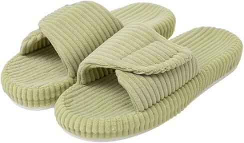 Women's Slippers Adjustable Open Toe Memory Foam Corduroy Non-slip Bedroom Shoes in Kuwait