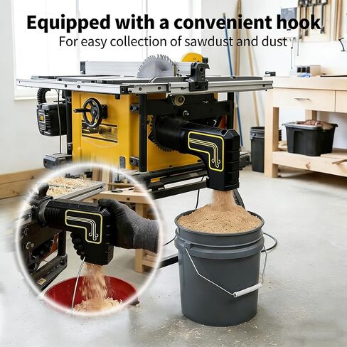 Table Saw Dust Collector Adapter, 2 Inch Dust Port Connector, Tool-Free Installation, Dual Dust Bag Hooks, Efficient Sawdust Collection in Kuwait