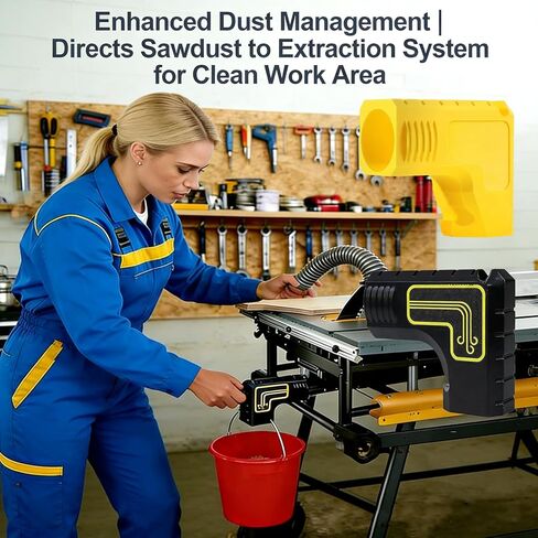 Table Saw Dust Collector Adapter, 2 Inch Dust Port Connector, Tool-Free Installation, Dual Dust Bag Hooks, Efficient Sawdust Collection in Kuwait