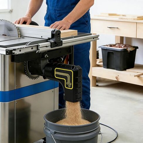 Table Saw Dust Collector Adapter, 2 Inch Dust Port Connector, Tool-Free Installation, Dual Dust Bag Hooks, Efficient Sawdust Collection in Kuwait