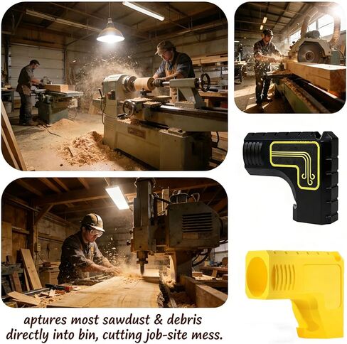 Table Saw Dust Collector Adapter, 2 Inch Dust Port Connector, Tool-Free Installation, Dual Dust Bag Hooks, Efficient Sawdust Collection in Kuwait