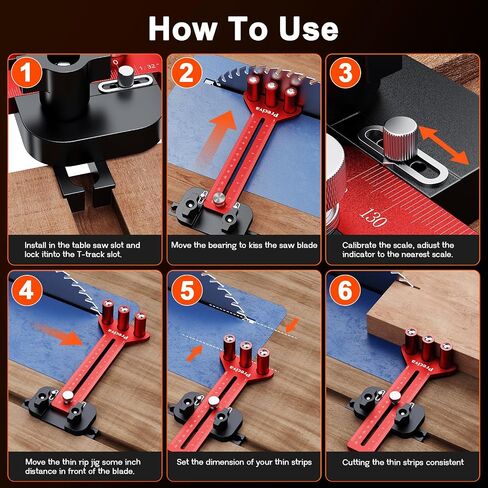 Preciva Thin Rip Jig for Table Saw, 3 Higher Pulleys | Sturdy aluminum alloy woodworking guide, 3 higher one-way pulleys make cutting narrow strips safer and more stable in Saudi Arabia