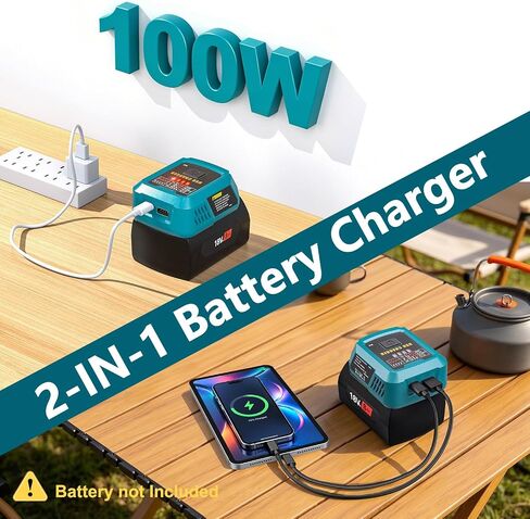 Adisipsoarin 100W USB C Battery Charger Compatible with Bosch 18V Battery, Power Adapter Fast Charging Station with USB-A Port, Fast Charging Hub for Laptops Phones Tablets (Tool Only) in Kuwait