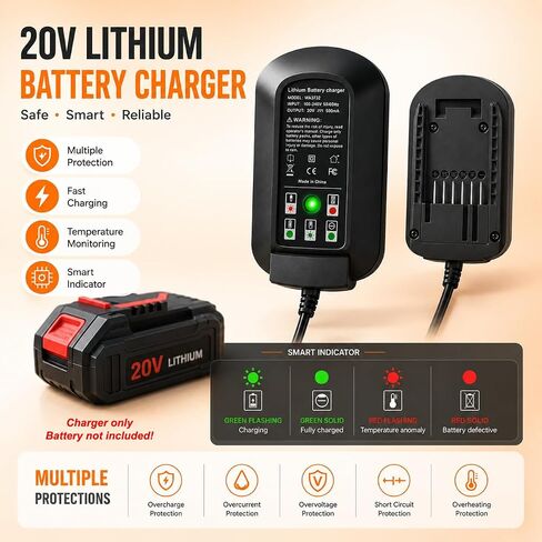 20V Rapid Charging Station Compatible with Worx 20V PowerShare WA3742 WA3732 - Fast Charger Only, Not a Battery in Kuwait